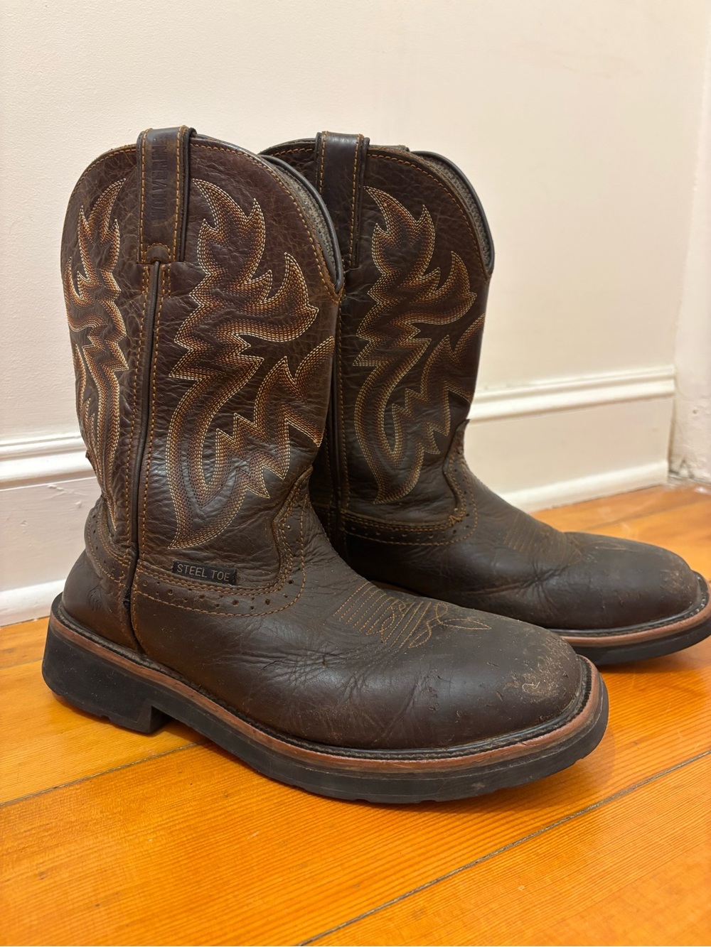 Wolverine Rancher Men’s Steel Toe Work Boots Size 8EW Brown Leather W10702